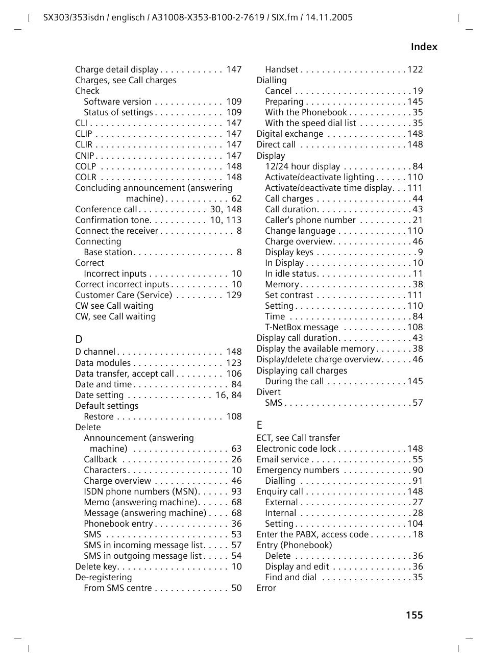 Siemens CX203isdn User Manual | Page 156 / 161