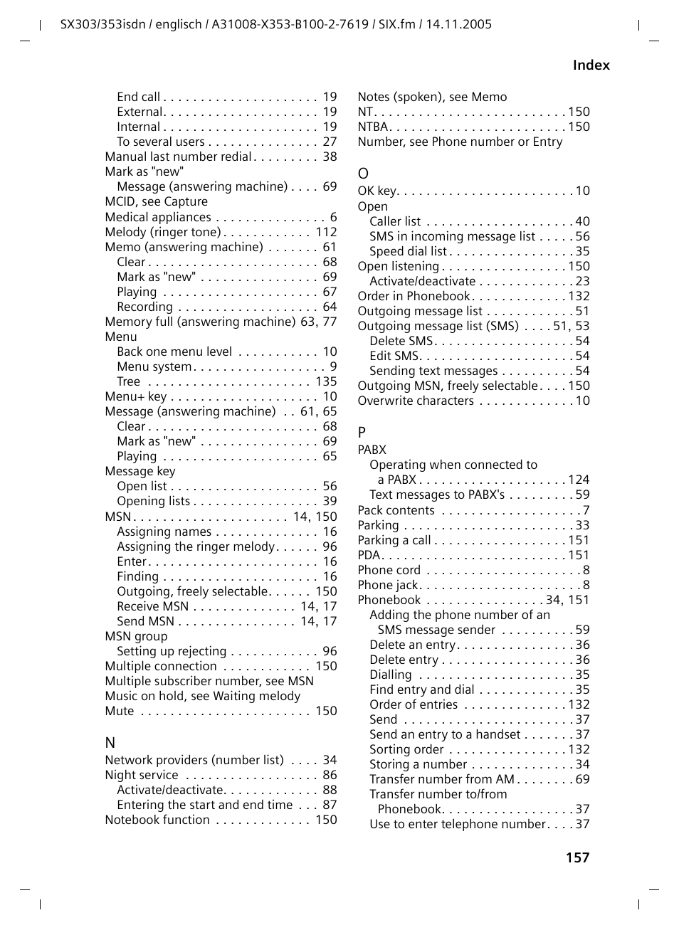 Siemens CX203isdn User Manual | Page 158 / 161