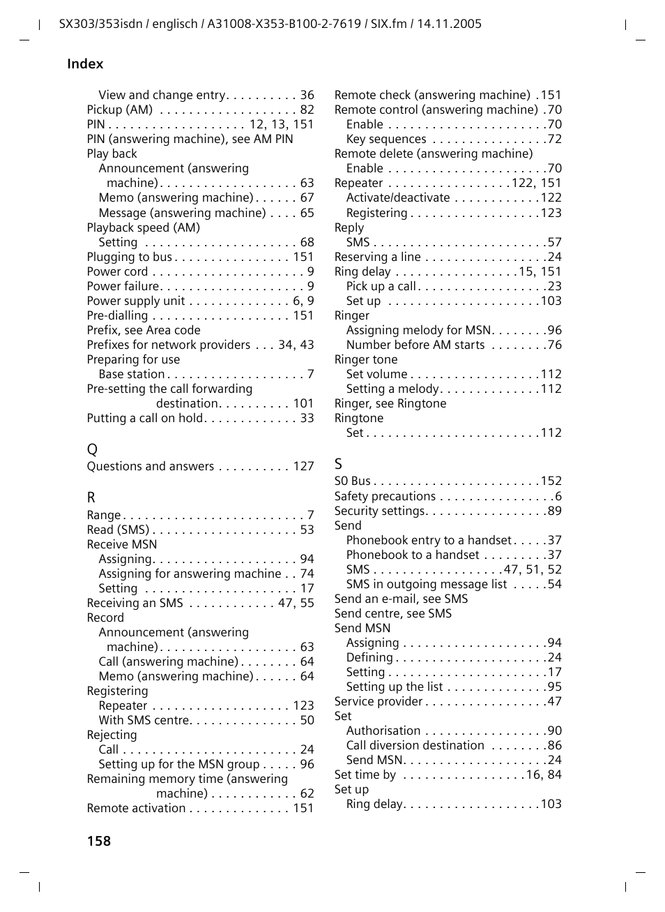 Siemens CX203isdn User Manual | Page 159 / 161