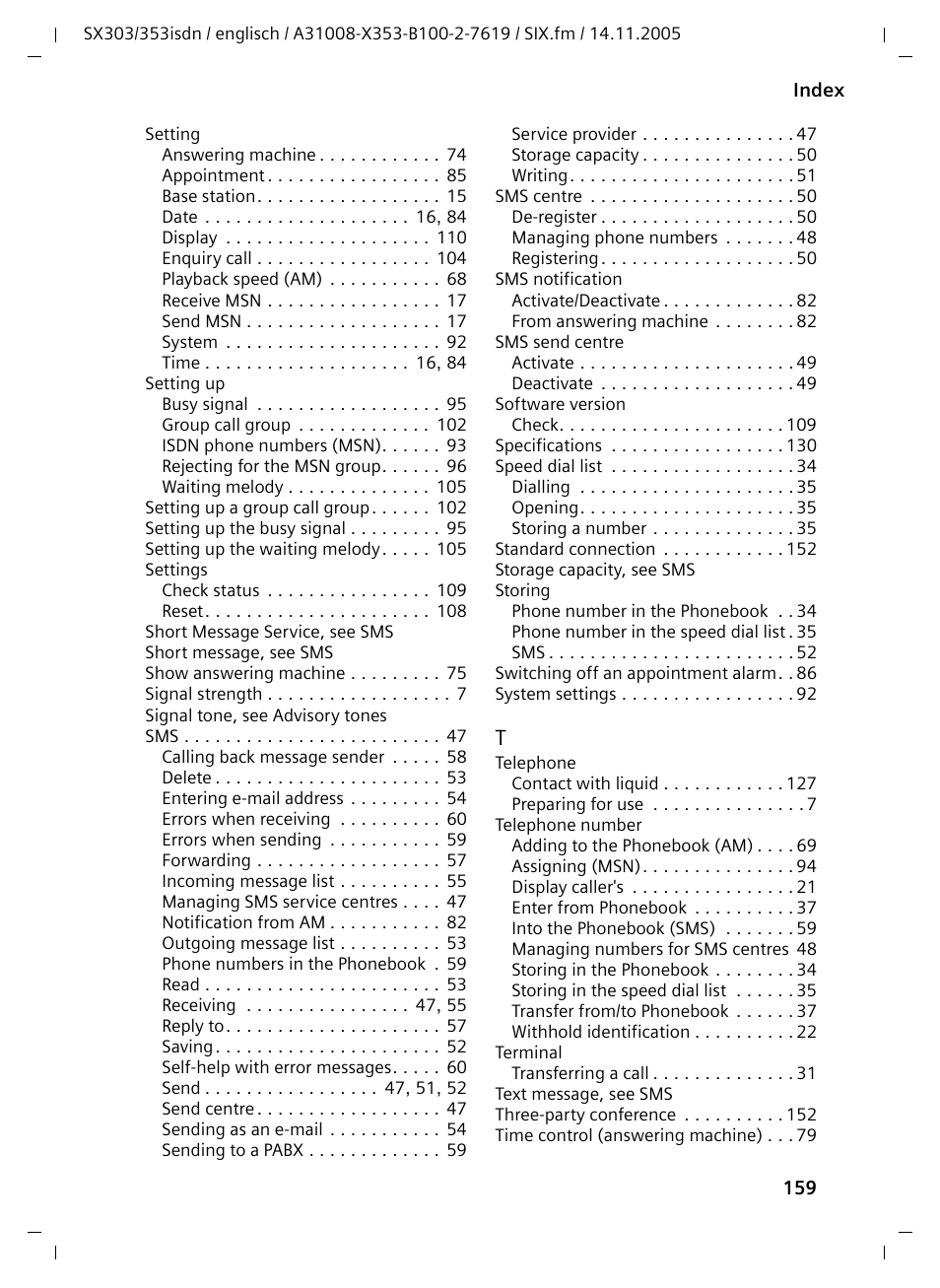 Siemens CX203isdn User Manual | Page 160 / 161