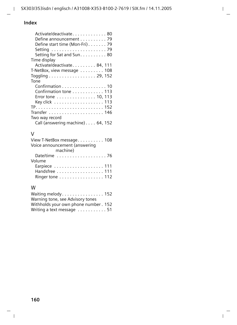 Siemens CX203isdn User Manual | Page 161 / 161