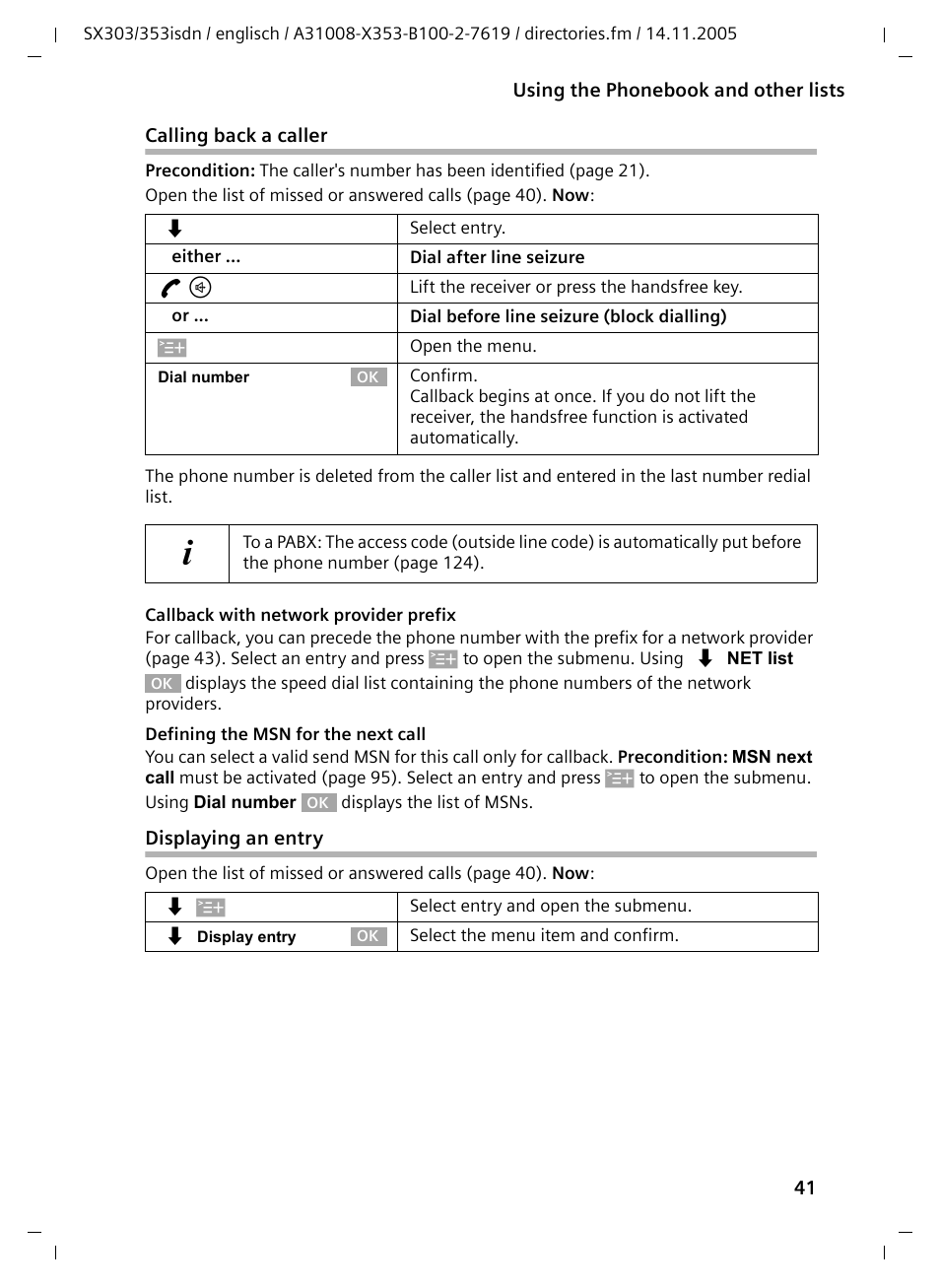 Displaying an entry | Siemens CX203isdn User Manual | Page 42 / 161