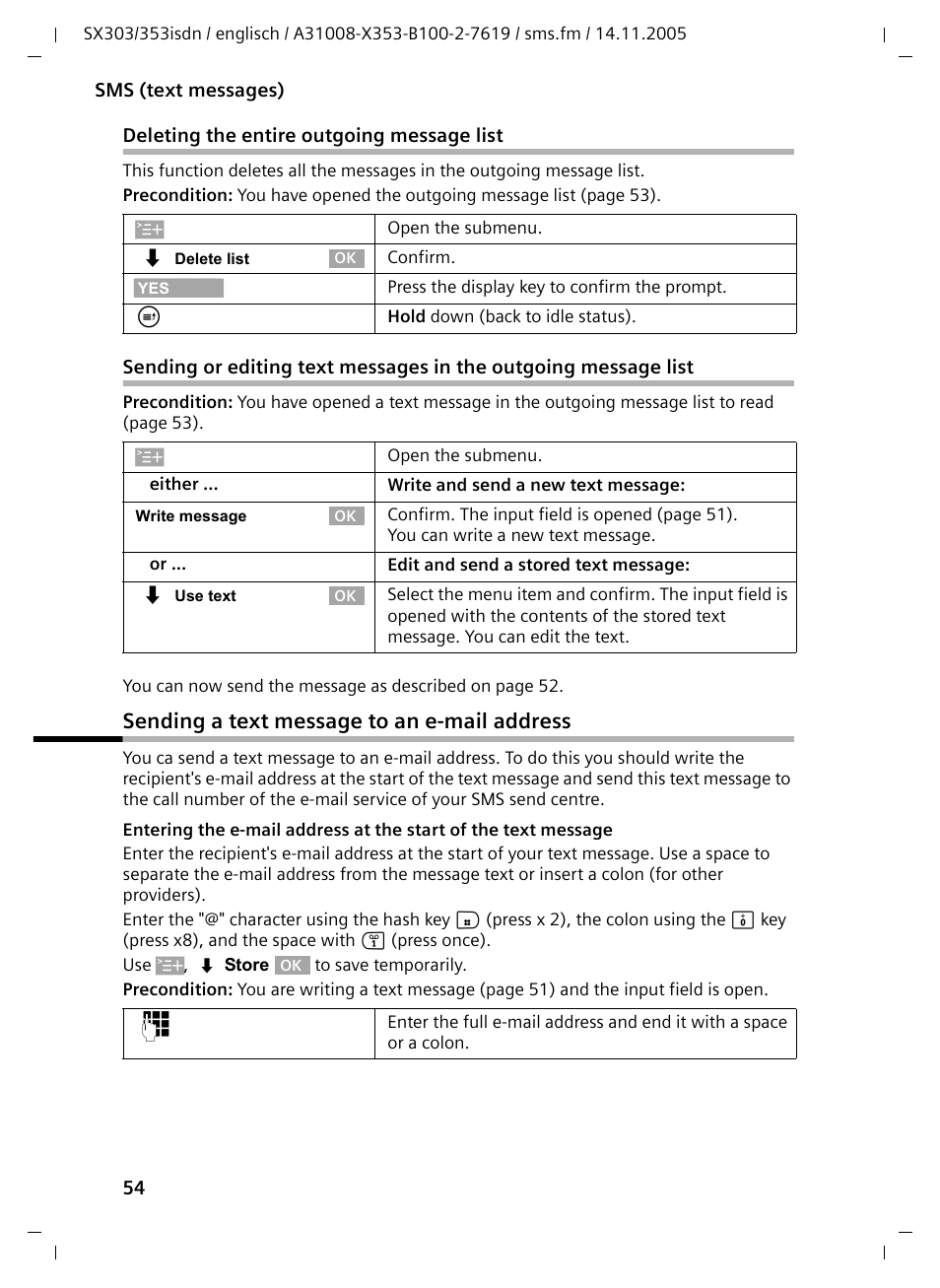 Sending a text message to an e-mail address | Siemens CX203isdn User Manual | Page 55 / 161