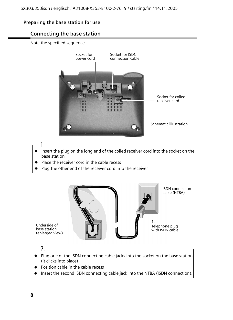 Connecting the base station | Siemens CX203isdn User Manual | Page 9 / 161