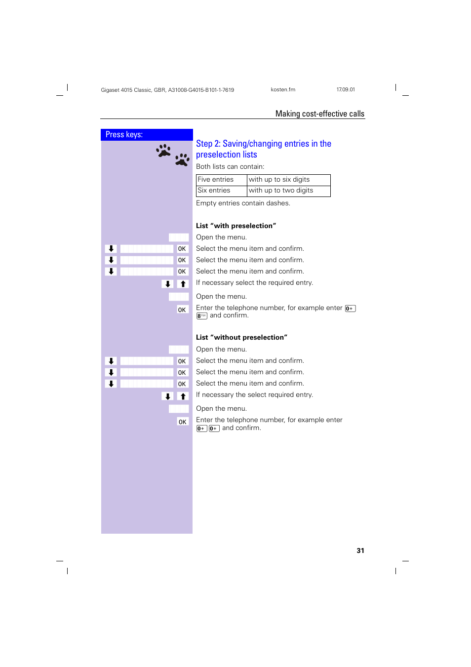 Siemens Gigaset 4015 User Manual | Page 35 / 77