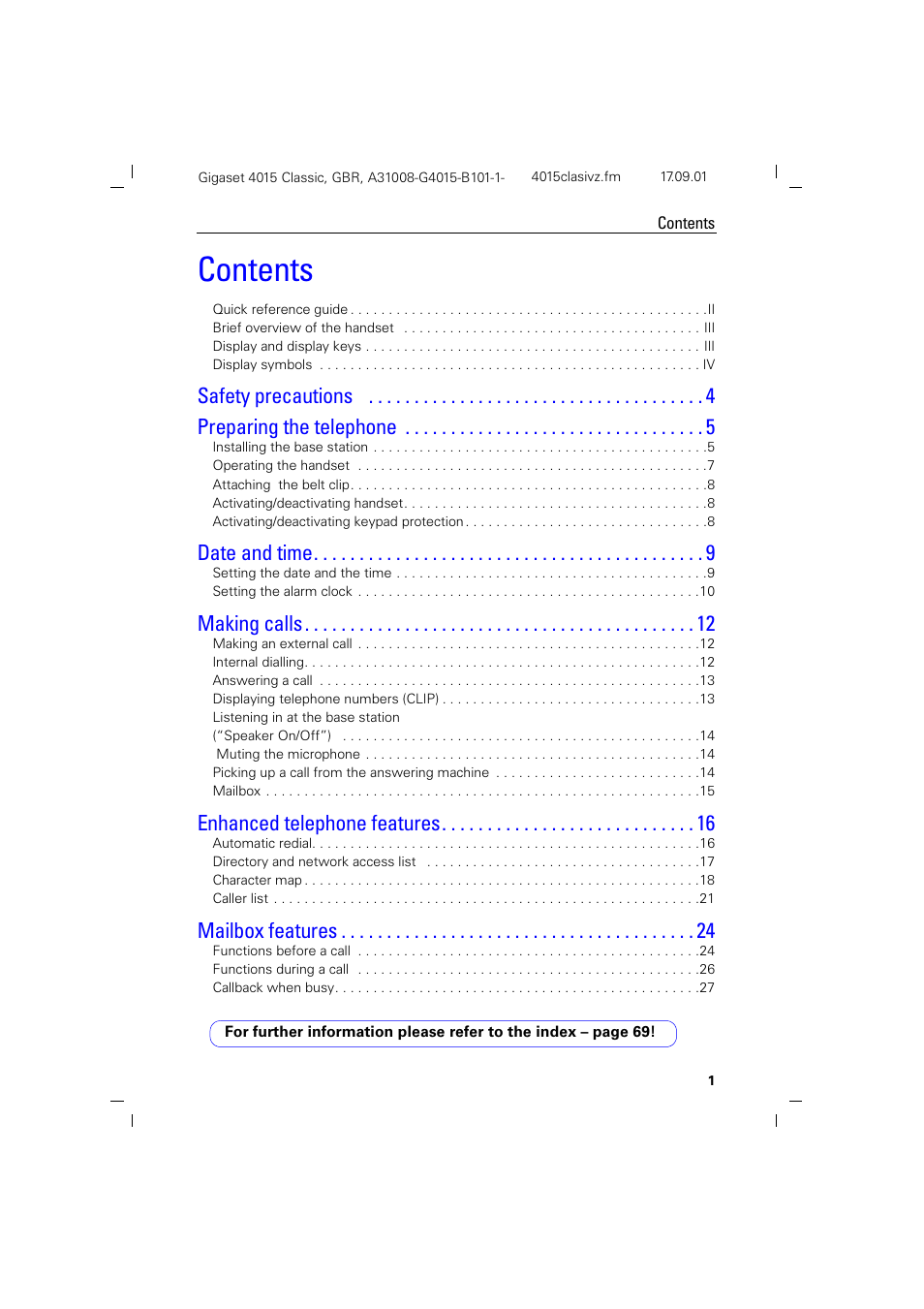 Siemens Gigaset 4015 User Manual | Page 5 / 77