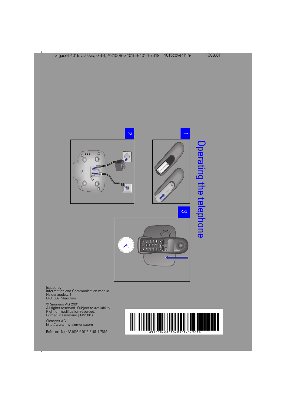 Oper at ing the t e lephone | Siemens Gigaset 4015 User Manual | Page 77 / 77