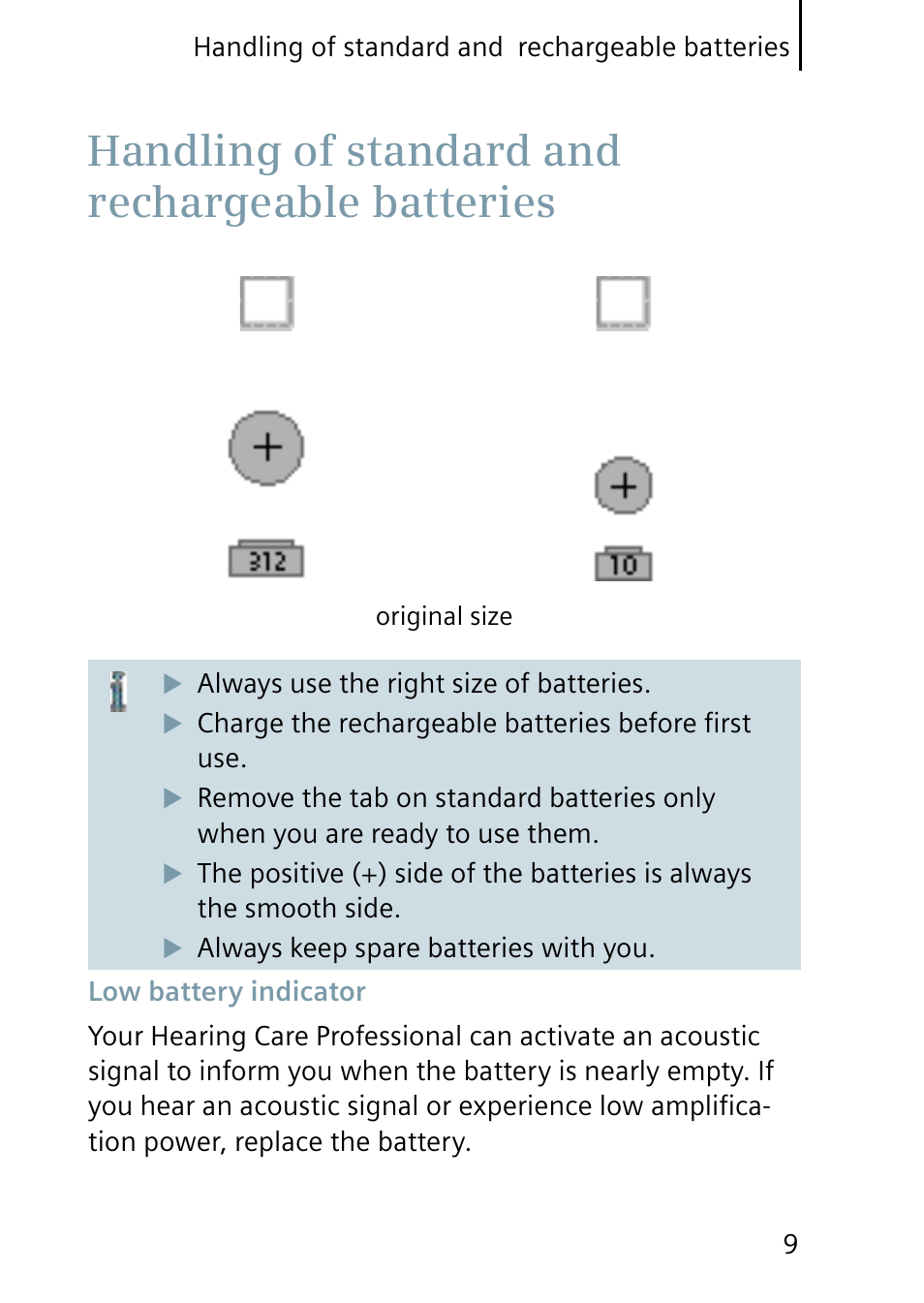 Handling of standard and rechargeable batteries | Siemens Pure User Manual | Page 9 / 32