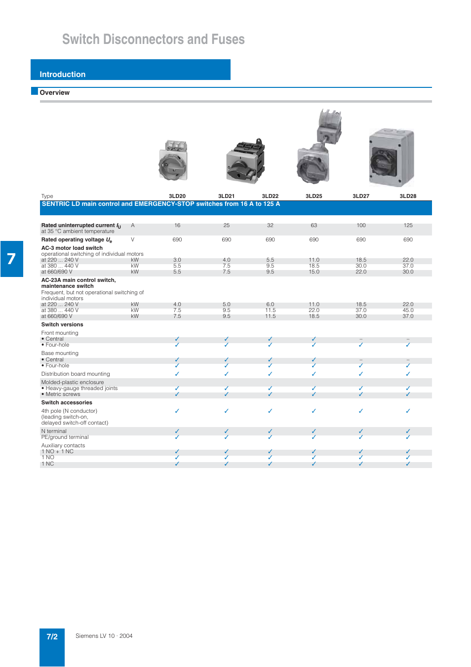 Switch disconnectors and fuses, Introduction | Siemens AC-21A User Manual | Page 2 / 50