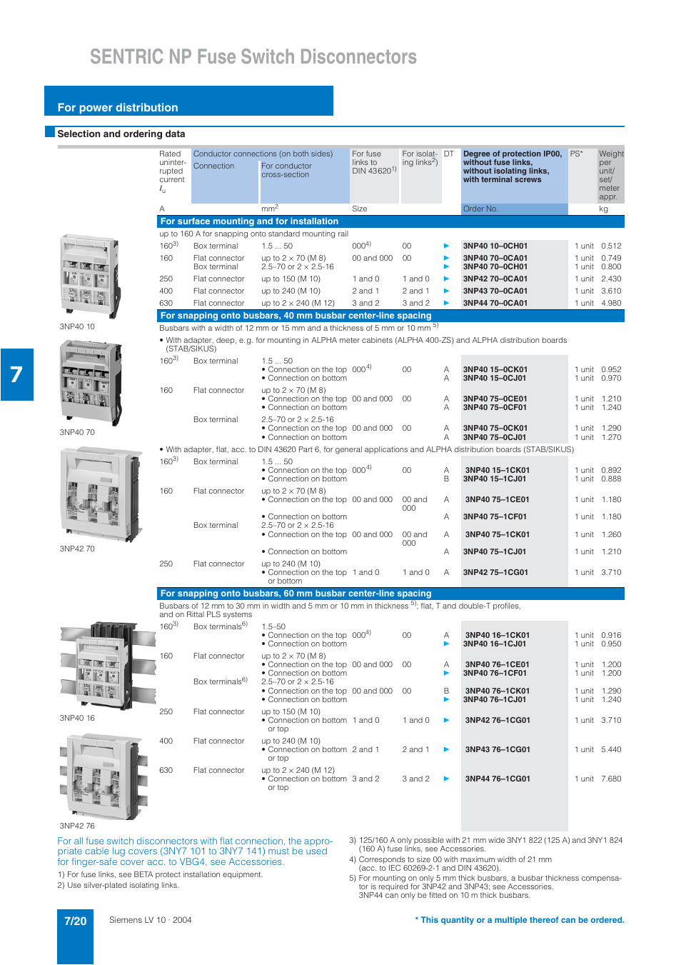 Sentric np fuse switch disconnectors, For power distribution | Siemens AC-21A User Manual | Page 20 / 50