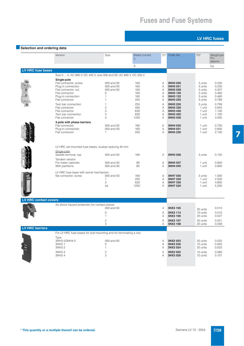 Fuses and fuse systems, Lv hrc fuses | Siemens AC-21A User Manual | Page 39 / 50