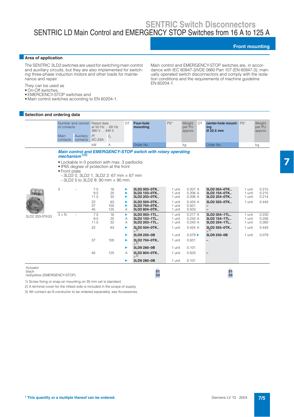 Sentric switch disconnectors | Siemens AC-21A User Manual | Page 5 / 50
