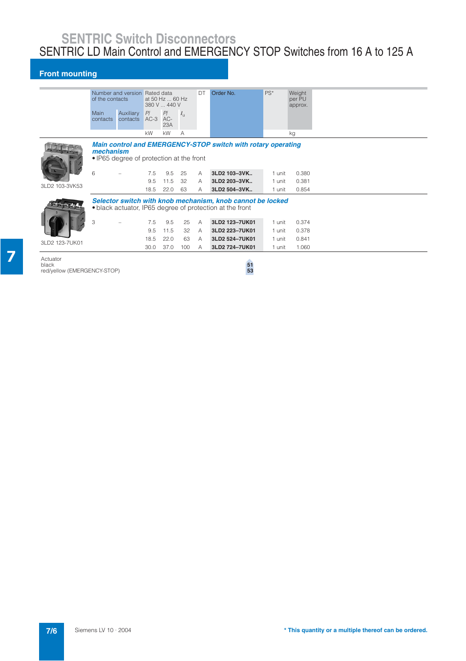 Sentric switch disconnectors | Siemens AC-21A User Manual | Page 6 / 50