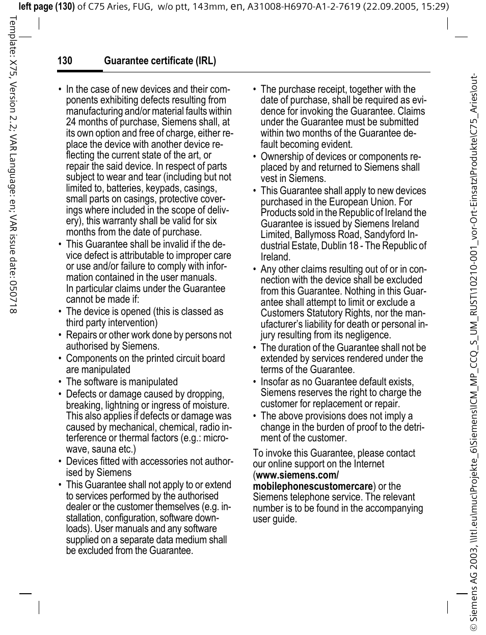 Siemens C75 User Manual | Page 131 / 144