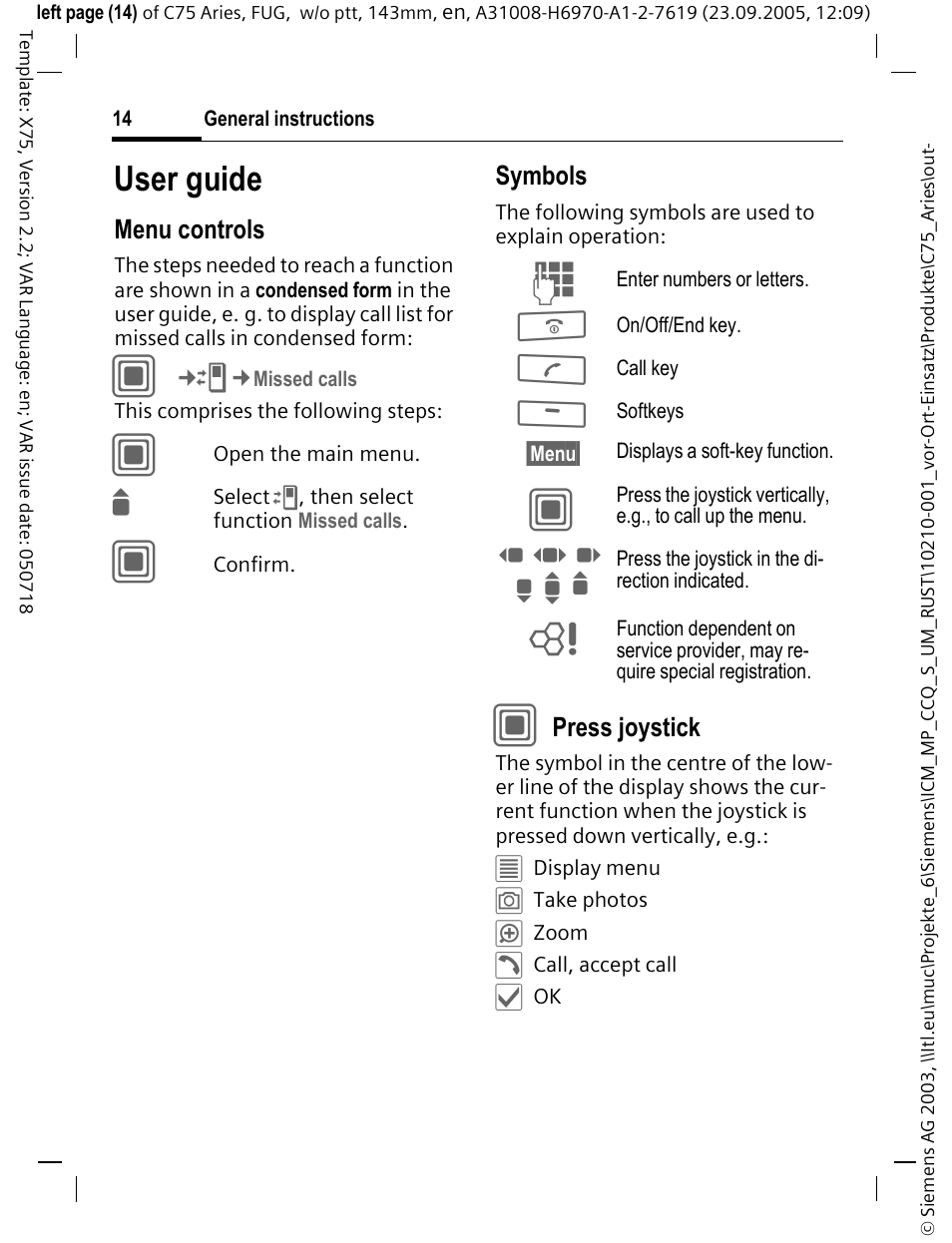 User guide, D f e, H i g | Siemens C75 User Manual | Page 15 / 144