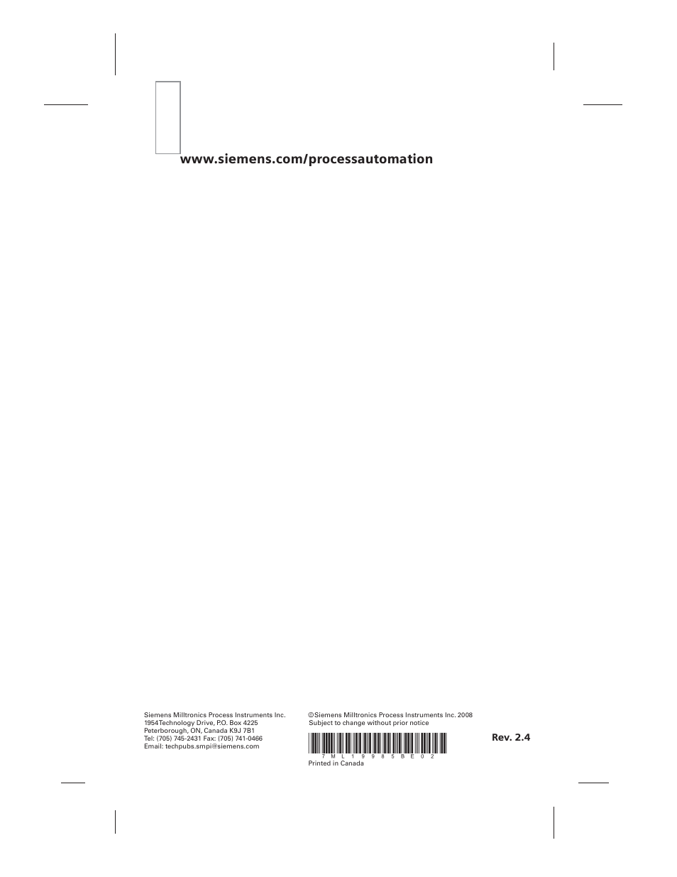 Siemens sitrans LU01 User Manual | Page 114 / 114