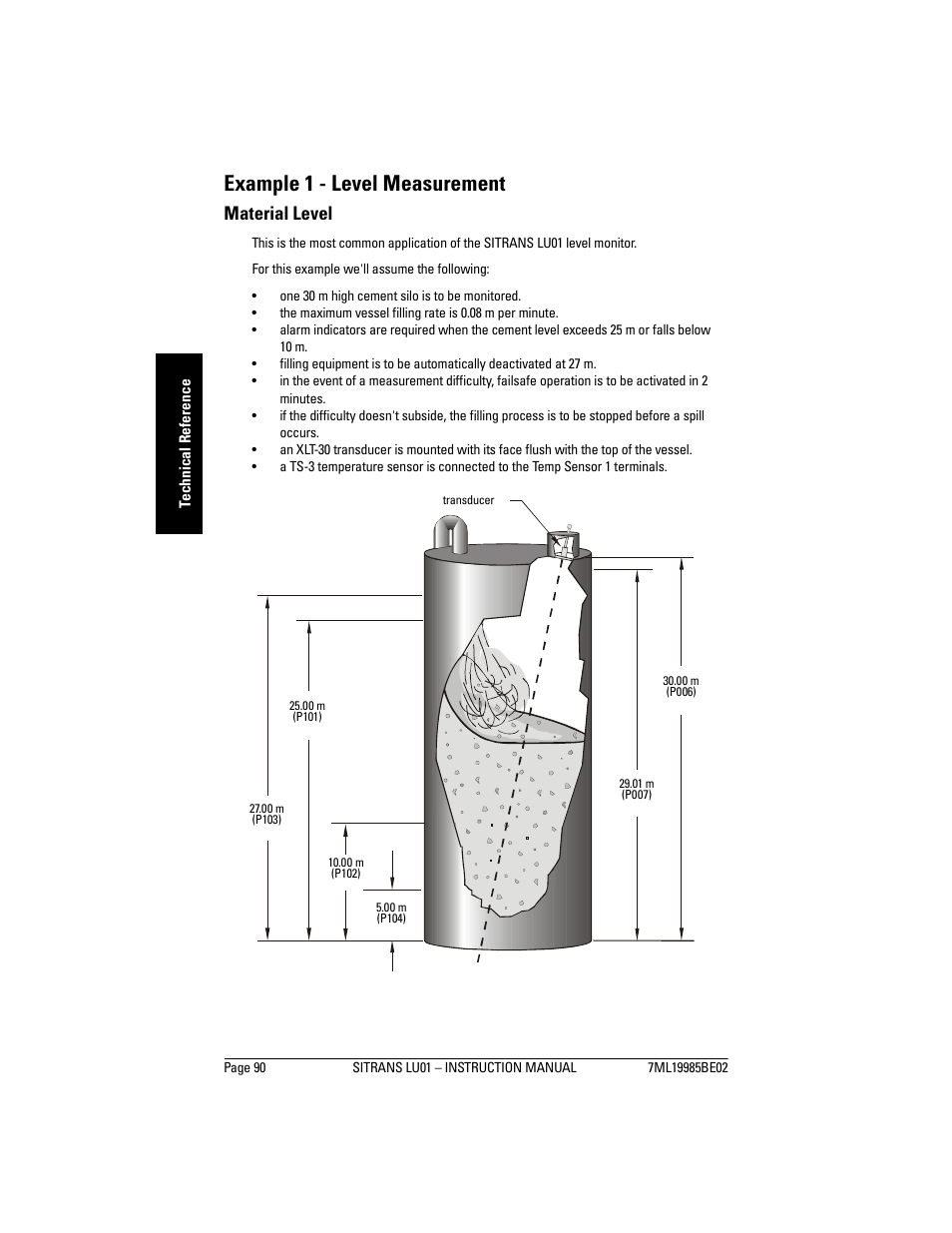 Example 1 - level measurement, Material level | Siemens sitrans LU01 User Manual | Page 96 / 114