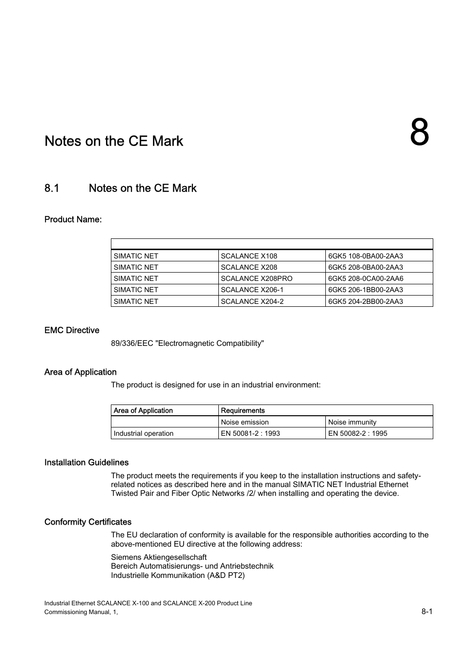 Notes on the ce mark | Siemens SCALANCE X-200 User Manual | Page 113 / 121