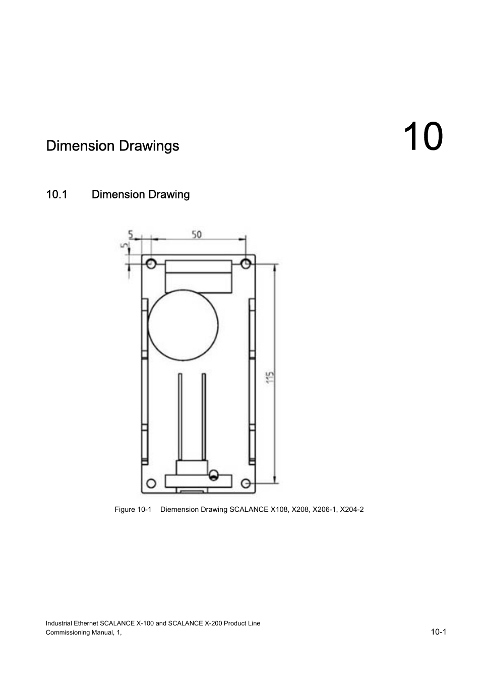 Dimension drawings, Dimension drawing | Siemens SCALANCE X-200 User Manual | Page 117 / 121