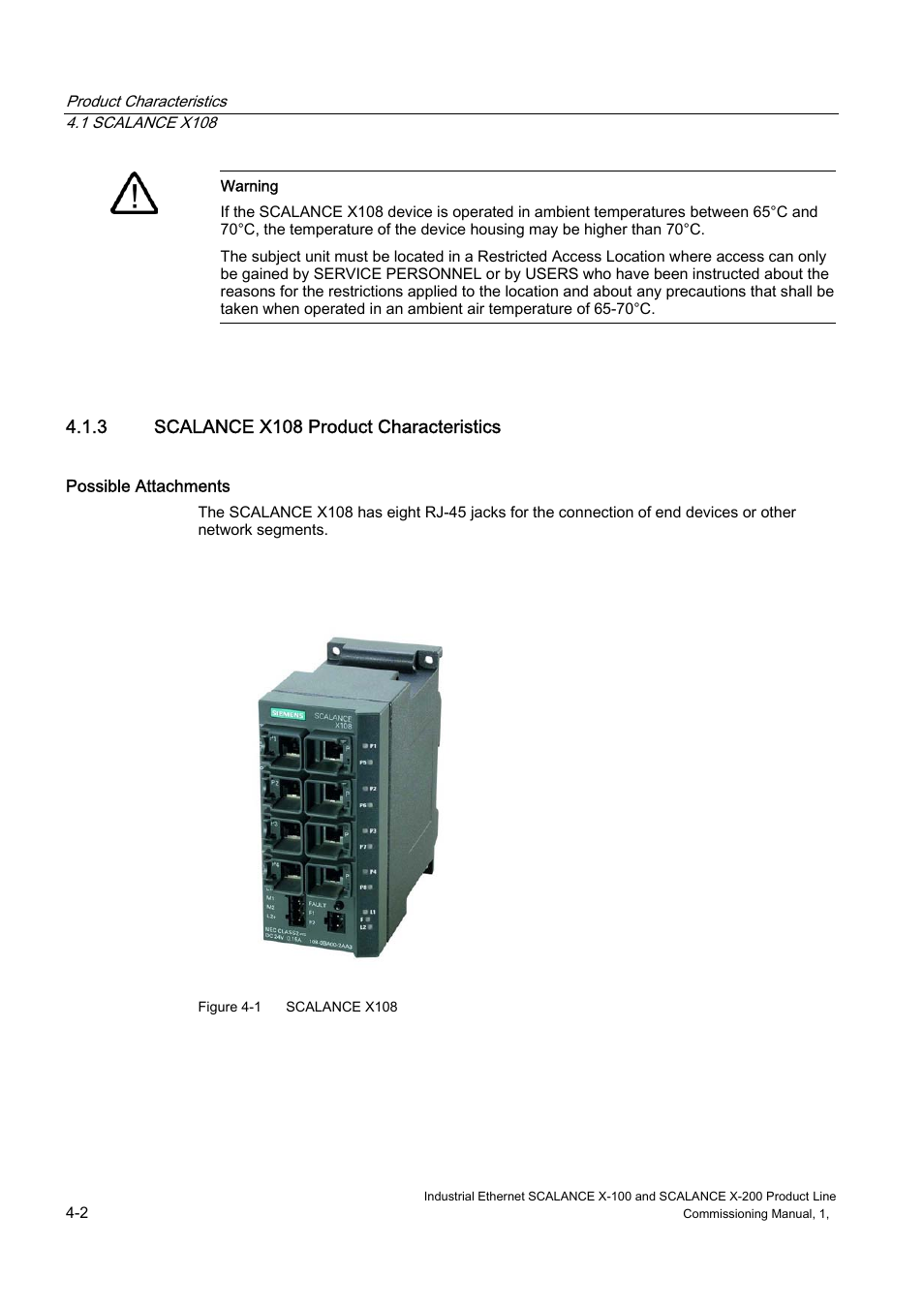 Scalance x108 product characteristics | Siemens SCALANCE X-200 User Manual | Page 16 / 121