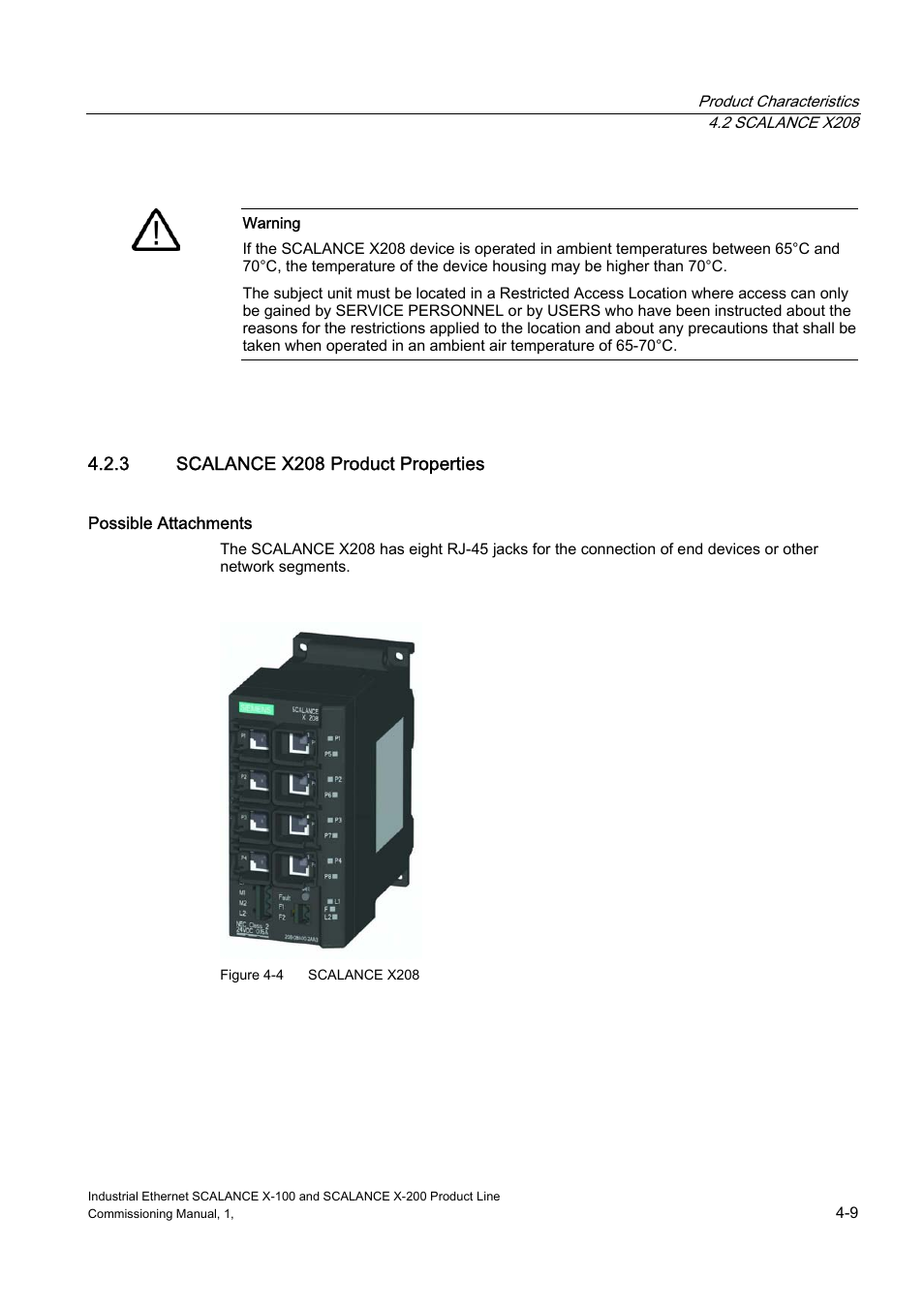 Scalance x208 product properties | Siemens SCALANCE X-200 User Manual | Page 23 / 121