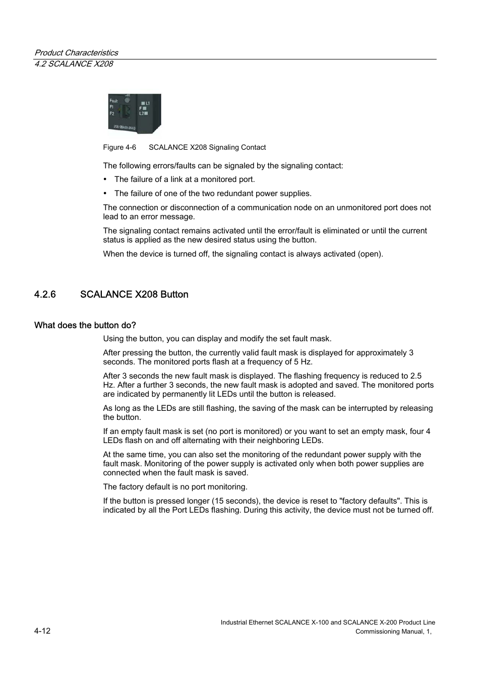 Scalance x208 button, 6 scalance x208 button | Siemens SCALANCE X-200 User Manual | Page 26 / 121
