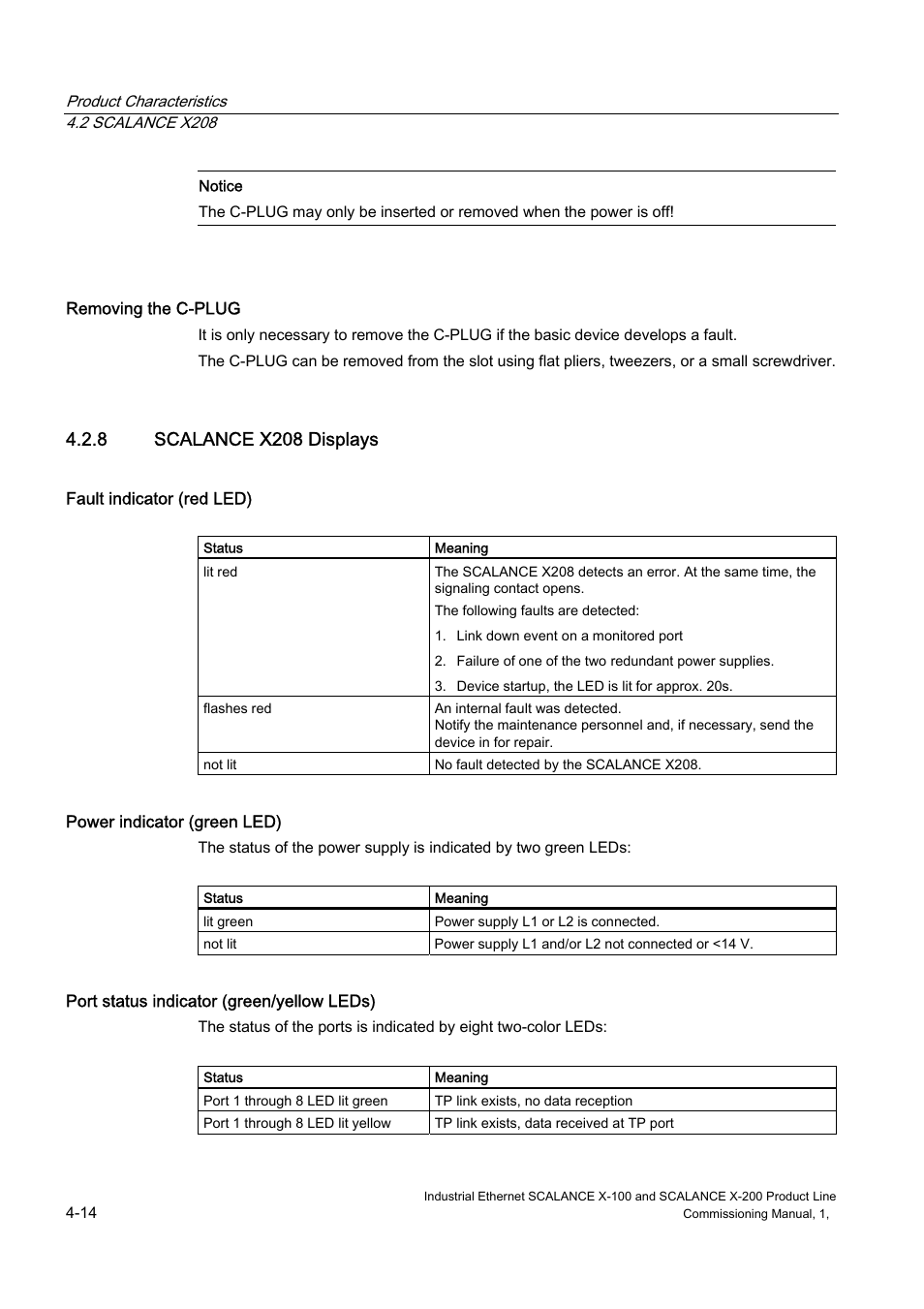 Scalance x208 displays, 8 scalance x208 displays | Siemens SCALANCE X-200 User Manual | Page 28 / 121