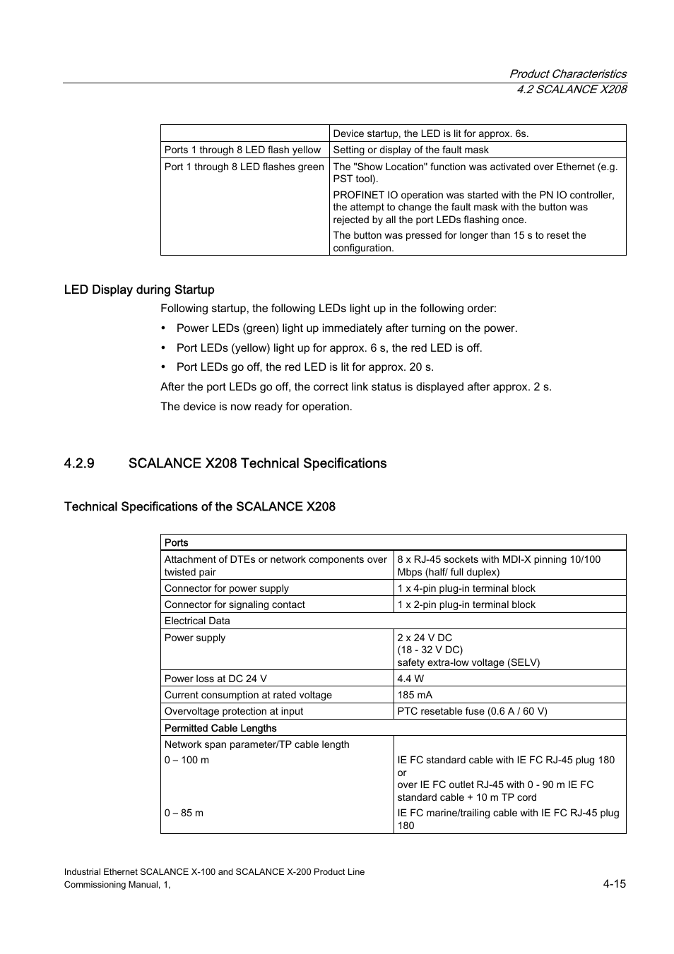 Scalance x208 technical specifications, 9 scalance x208 technical specifications | Siemens SCALANCE X-200 User Manual | Page 29 / 121