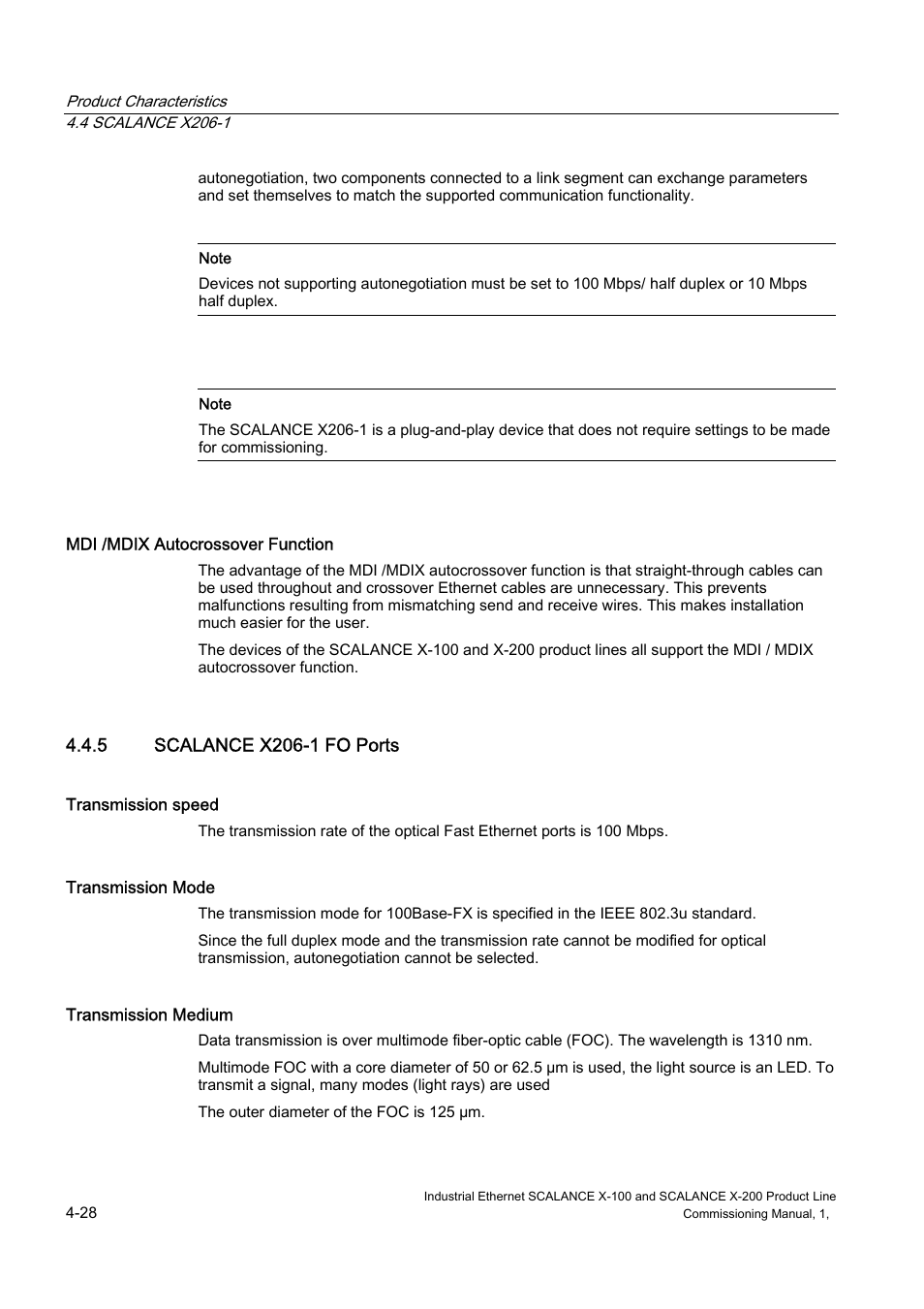 Scalance x206-1 fo ports | Siemens SCALANCE X-200 User Manual | Page 42 / 121