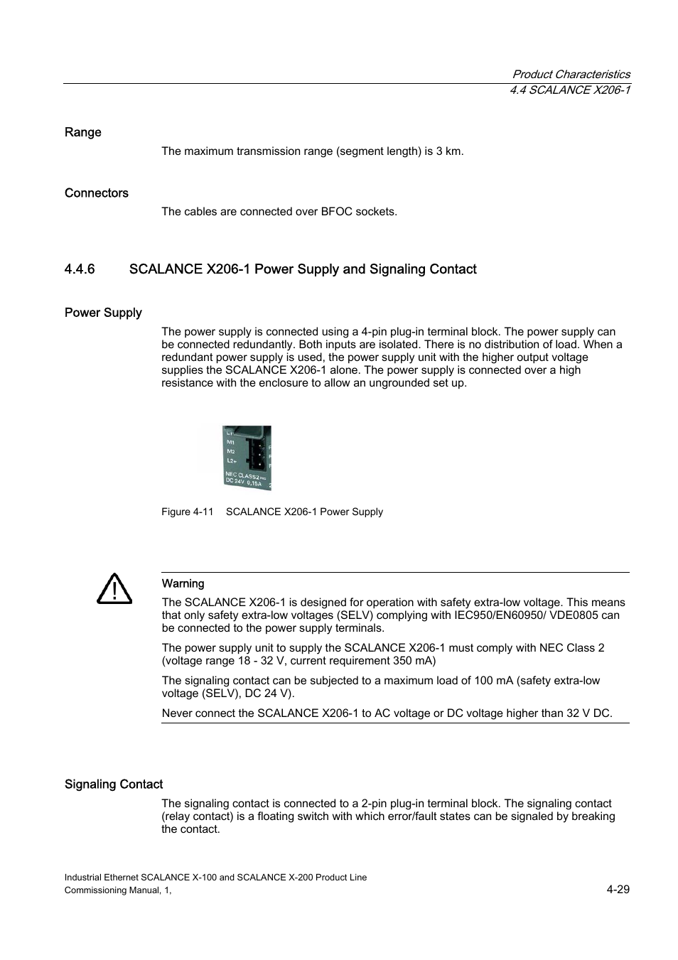 Scalance x206-1 power supply and signaling contact | Siemens SCALANCE X-200 User Manual | Page 43 / 121