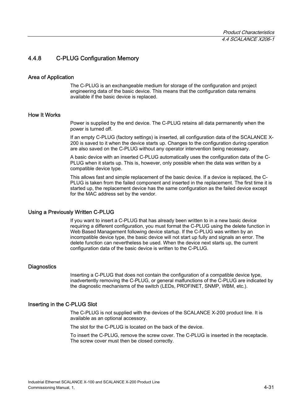 C-plug configuration memory | Siemens SCALANCE X-200 User Manual | Page 45 / 121