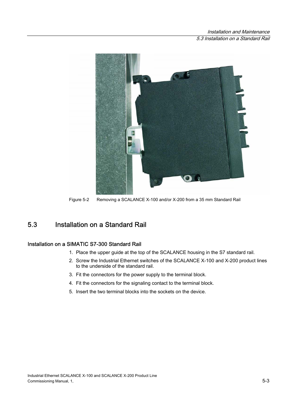 Installation on a standard rail, 3 installation on a standard rail | Siemens SCALANCE X-200 User Manual | Page 63 / 121