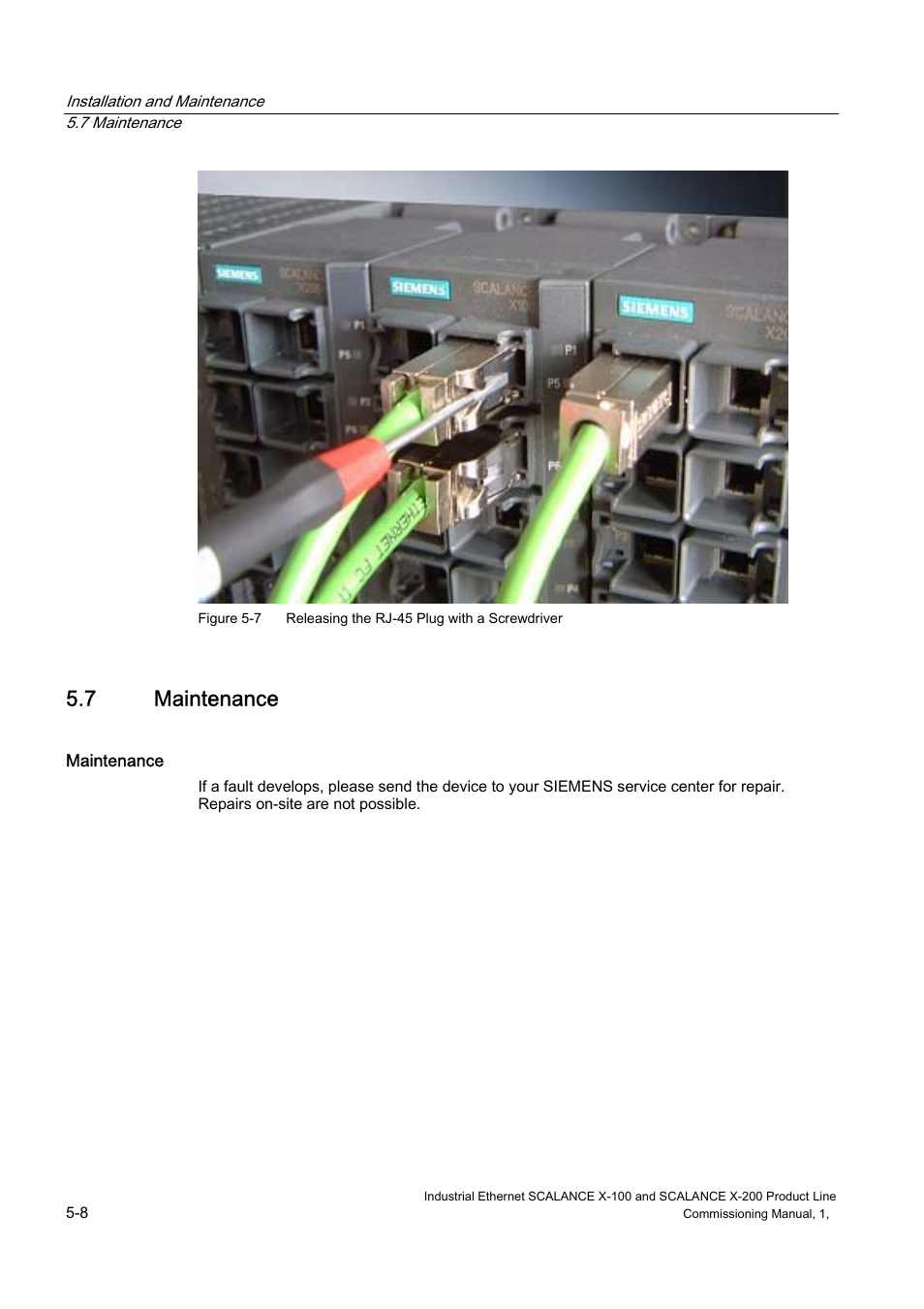 Maintenance, 7 maintenance | Siemens SCALANCE X-200 User Manual | Page 68 / 121
