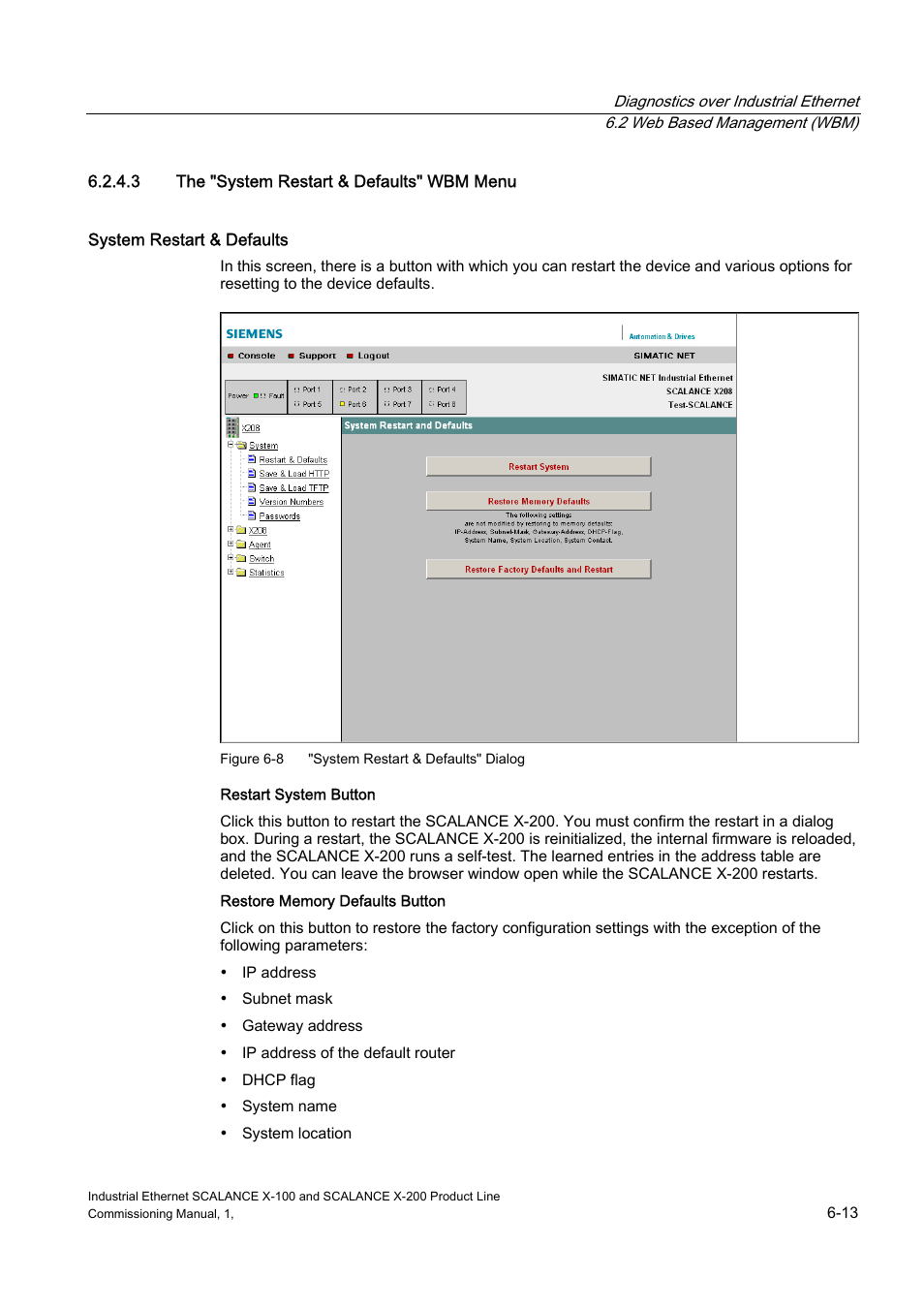 The "system restart & defaults" wbm menu, 3 the "system restart & defaults" wbm menu | Siemens SCALANCE X-200 User Manual | Page 81 / 121