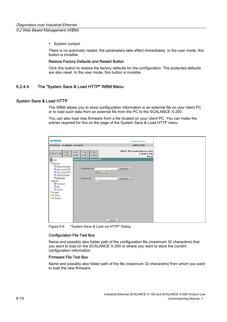 The "system save & load http" wbm menu, 4 the "system save & load http" wbm menu | Siemens SCALANCE X-200 User Manual | Page 82 / 121