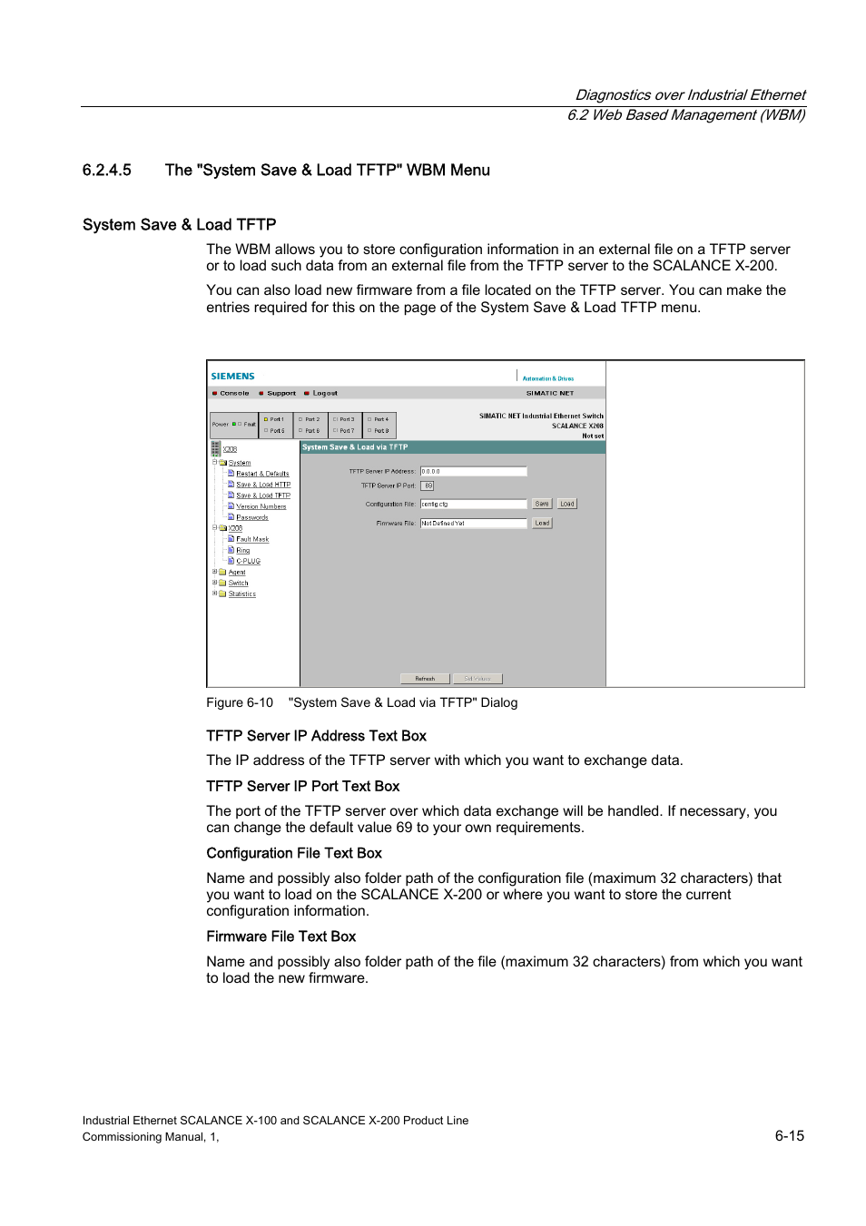 The "system save & load tftp" wbm menu, 5 the "system save & load tftp" wbm menu | Siemens SCALANCE X-200 User Manual | Page 83 / 121