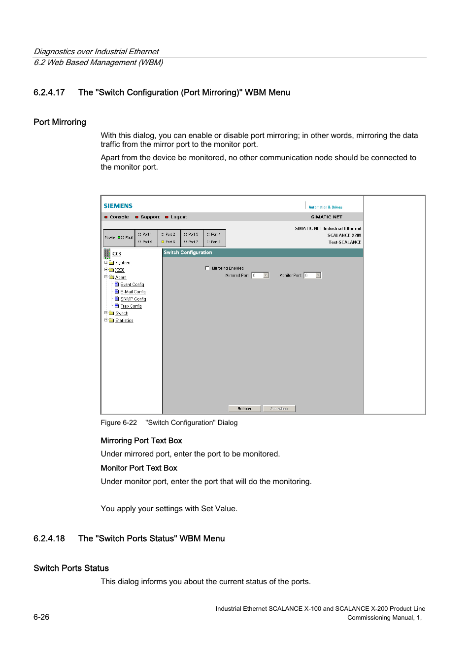 The "switch ports status" wbm menu, 18 the "switch ports status" wbm menu | Siemens SCALANCE X-200 User Manual | Page 94 / 121