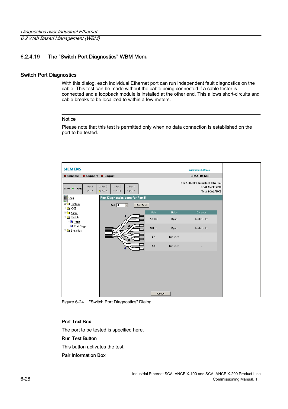 The "switch port diagnostics" wbm menu, 19 the "switch port diagnostics" wbm menu | Siemens SCALANCE X-200 User Manual | Page 96 / 121