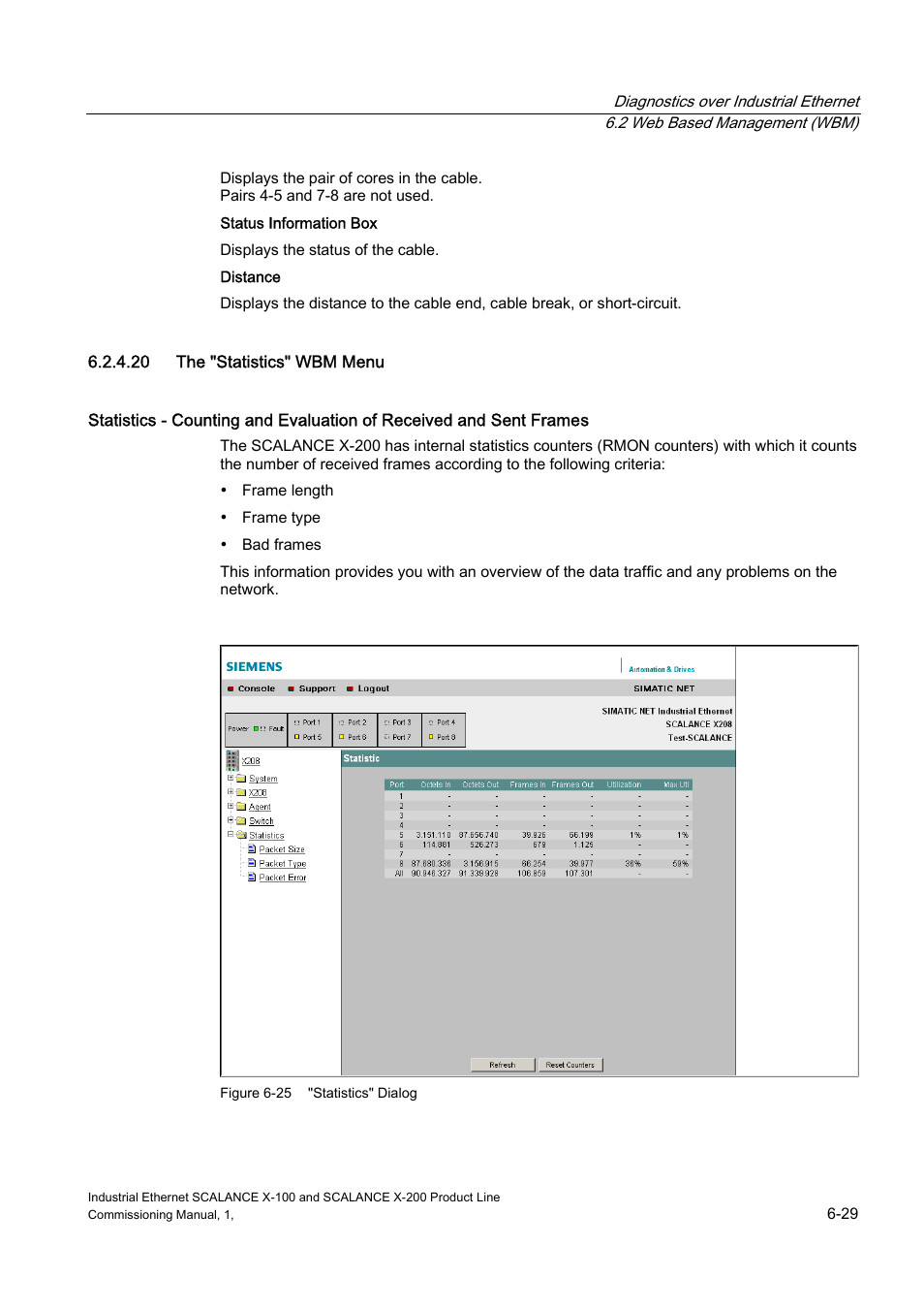 The "statistics" wbm menu, 20 the "statistics" wbm menu | Siemens SCALANCE X-200 User Manual | Page 97 / 121