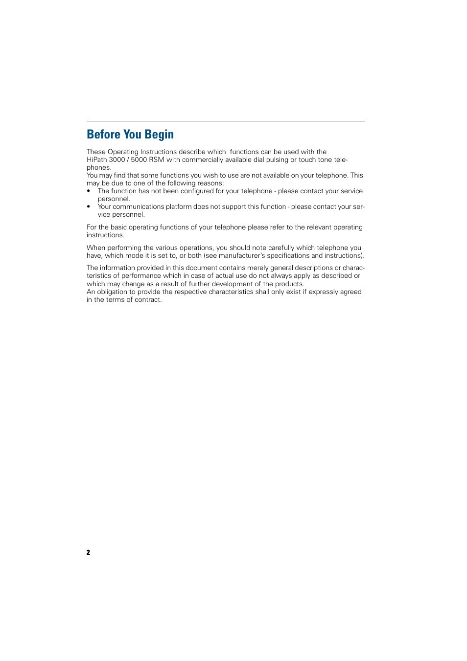 Before you begin | Siemens HiPath 5000 RSM User Manual | Page 2 / 62