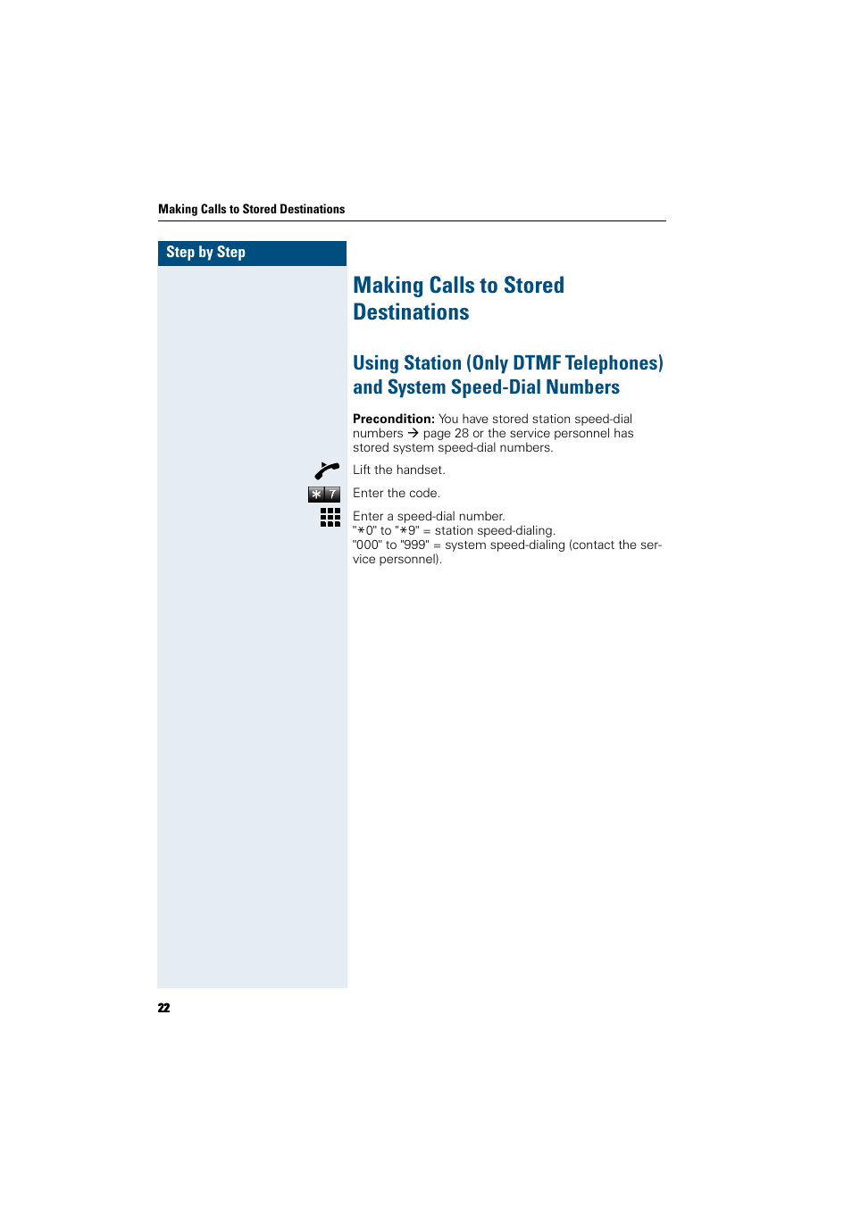 Making calls to stored destinations | Siemens HiPath 5000 RSM User Manual | Page 22 / 62