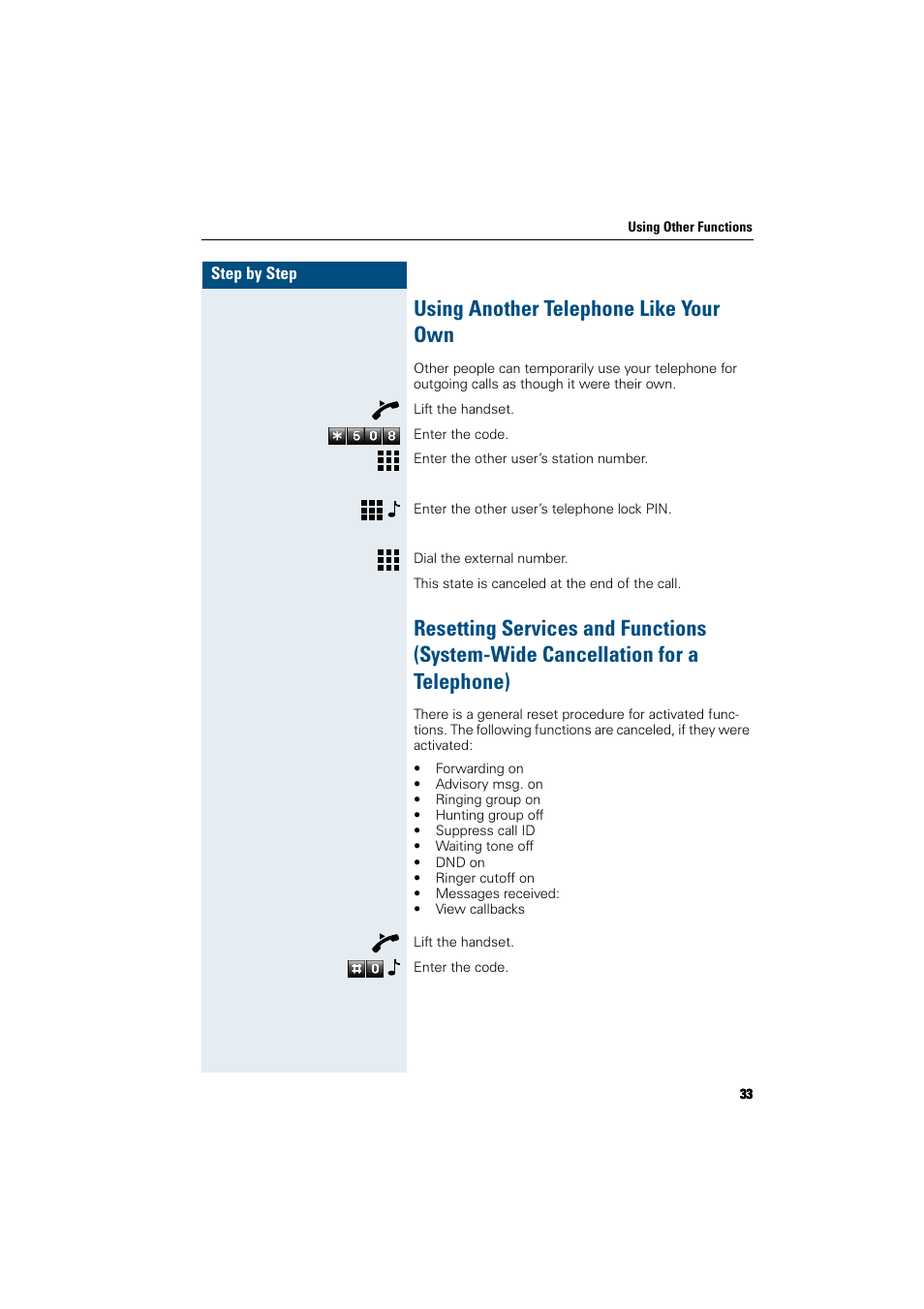 Using another telephone like your own | Siemens HiPath 5000 RSM User Manual | Page 33 / 62