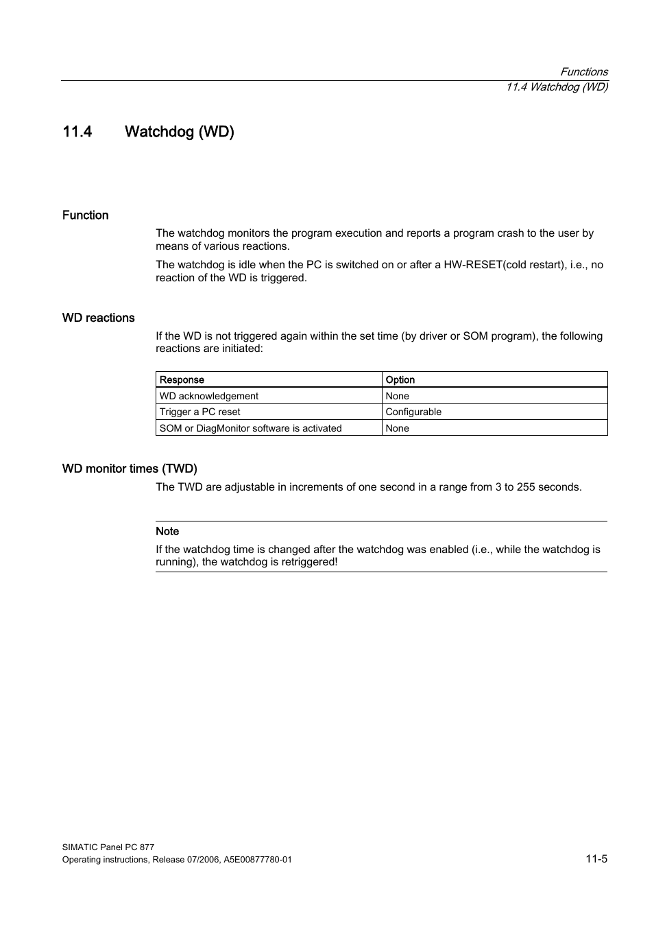 4 watchdog (wd), Watchdog (wd) | Siemens SIMATIC PANEL PC 877 User Manual | Page 113 / 288