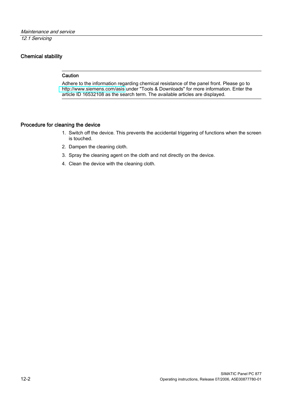 Siemens SIMATIC PANEL PC 877 User Manual | Page 116 / 288