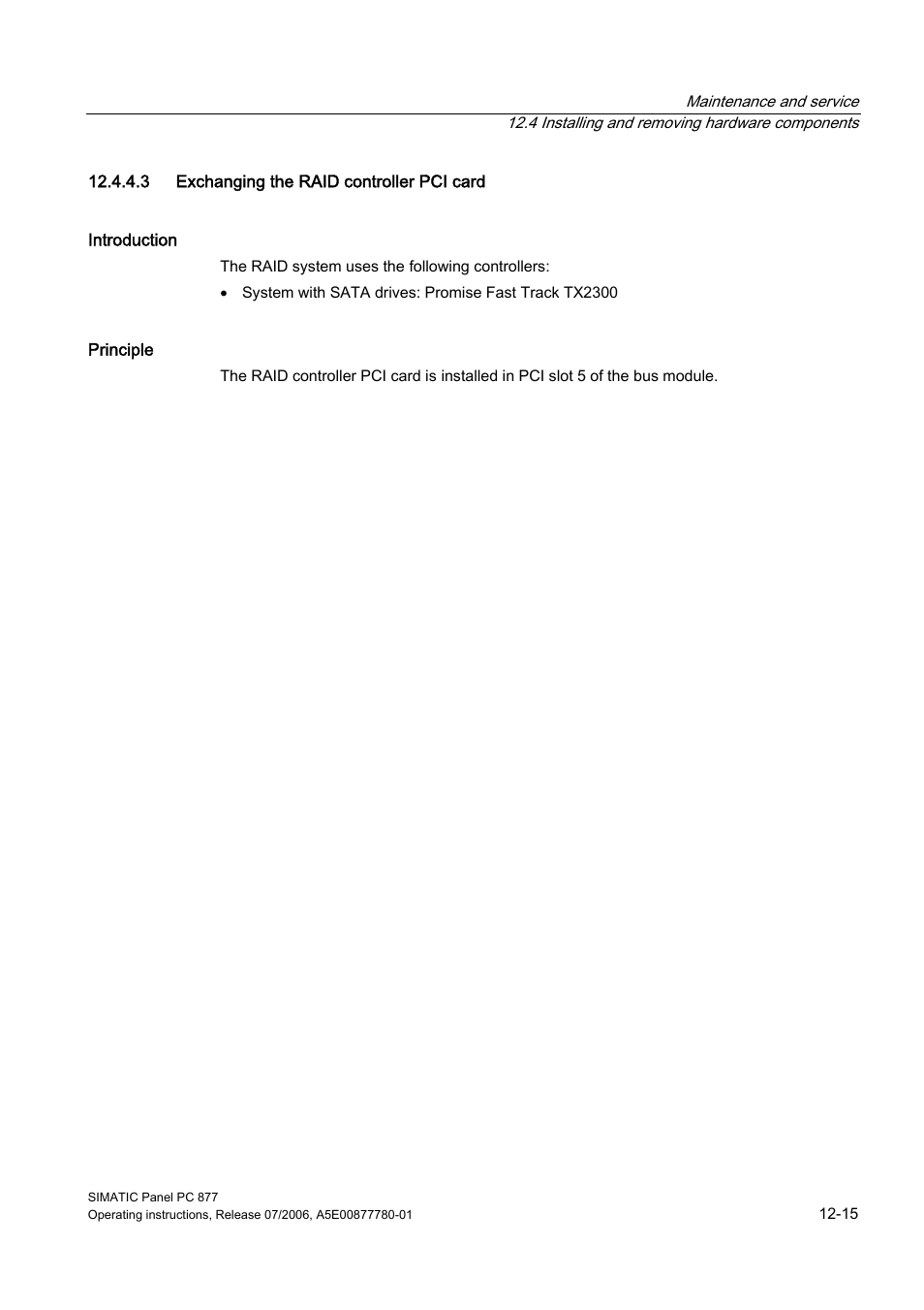 3 exchanging the raid controller pci card | Siemens SIMATIC PANEL PC 877 User Manual | Page 129 / 288