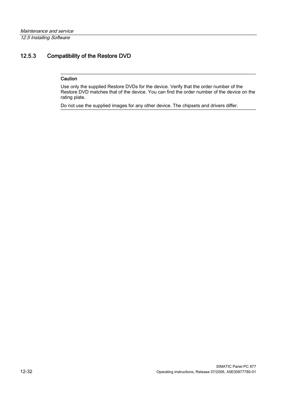 3 compatibility of the restore dvd | Siemens SIMATIC PANEL PC 877 User Manual | Page 146 / 288