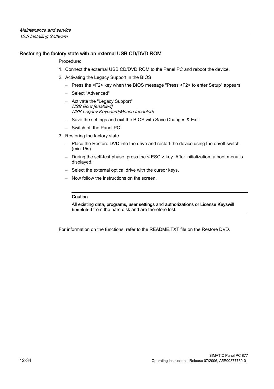 Siemens SIMATIC PANEL PC 877 User Manual | Page 148 / 288