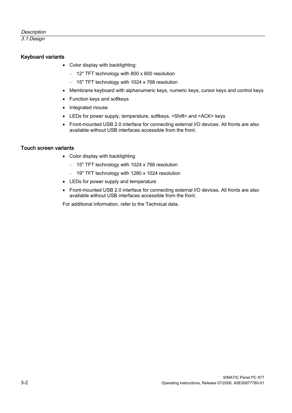 Siemens SIMATIC PANEL PC 877 User Manual | Page 20 / 288