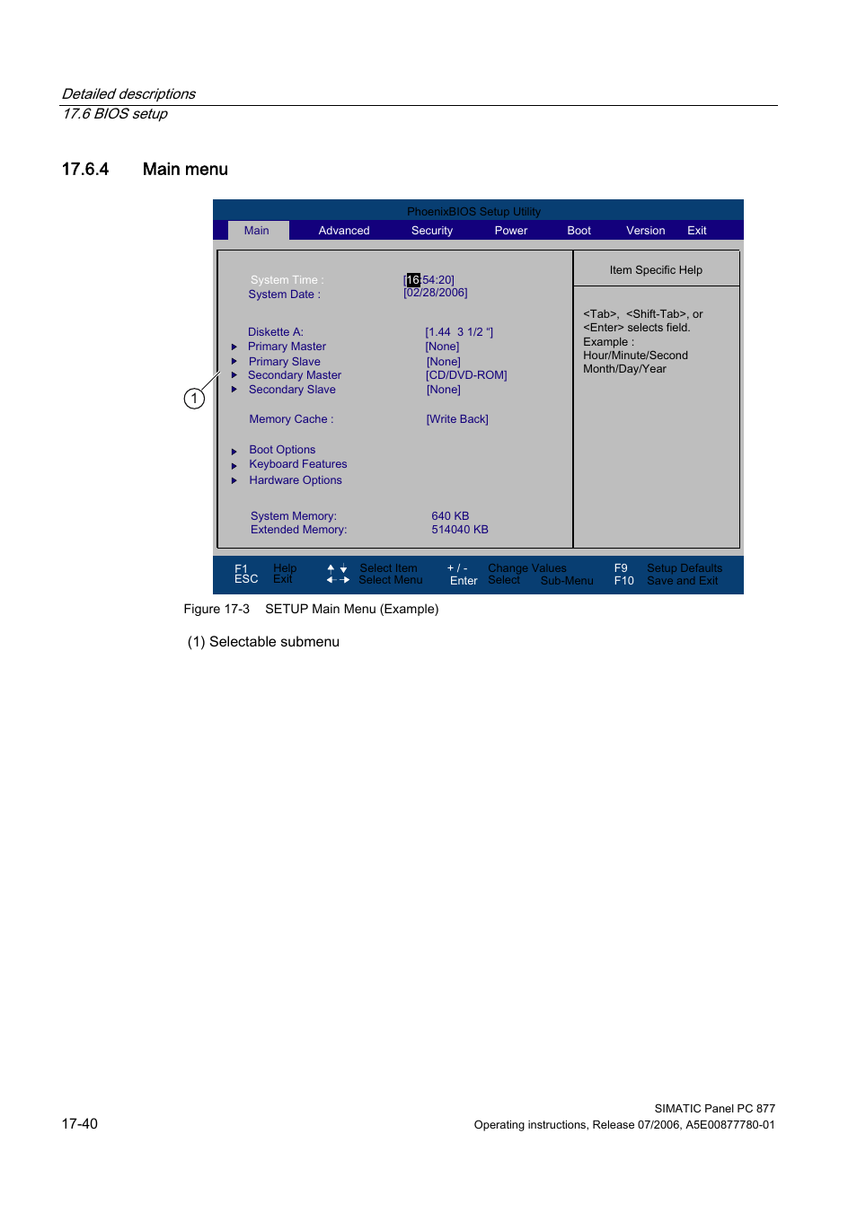 4 main menu | Siemens SIMATIC PANEL PC 877 User Manual | Page 232 / 288