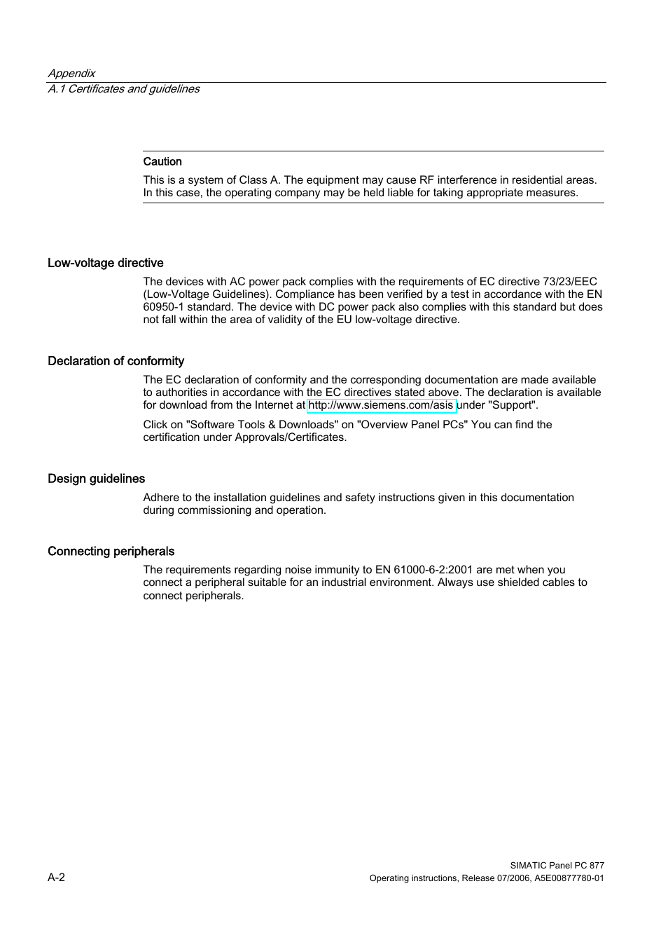 Siemens SIMATIC PANEL PC 877 User Manual | Page 262 / 288